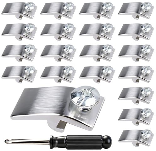 Storm Door Panel Clips, with Screws 5/16 Offset Aluminum Storm Window Clips Screen Door Hardware - Metal Storm Window Retainer Clips (20Pcs)
