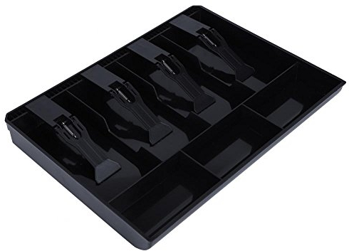 Kassenschublade mit 4 Scheinfächer und 3 Münzfächer Ersatz Geldlade Geldkassette für Supermarket(Schwarz)