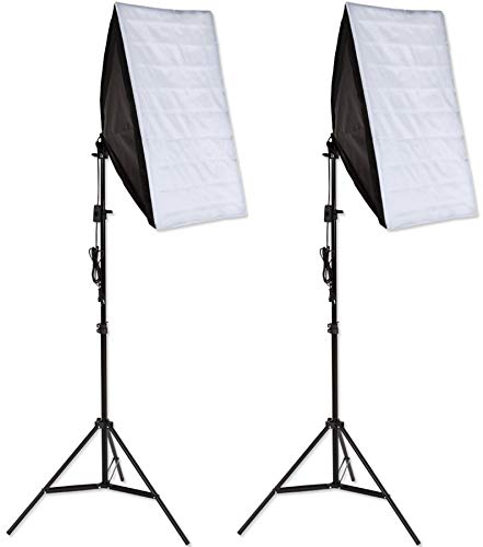 tectake 403354 2x Kit di Illuminazione Continua, Studio Softbox Set, Stativo Telescopico per Fotografia, 18 W Lampade 6500 K, con Borsa per Trasporto