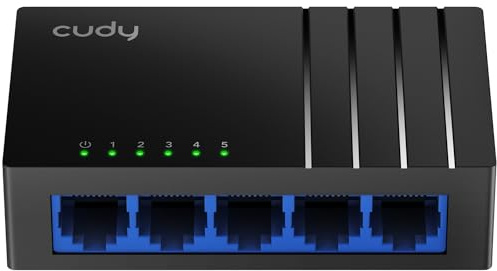 Cudy 5-Port Gigabit Unmanaged Ethernet Switch, 5 10/100/1000Mbps RJ45 Ports, Desktop or Wall Mount, 802.3az Energy Saving, Plug & Play, Fanless Metal Design, GS105D
