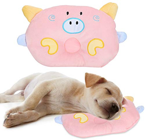 Zerodis Oreiller Doux pour Animal de Compagnie Chat Chien, Petit Chien Tissu Dessin animé Cochon Forme Animale lit Doux Oreiller Couchage pour Quatre Saisons(Pink)