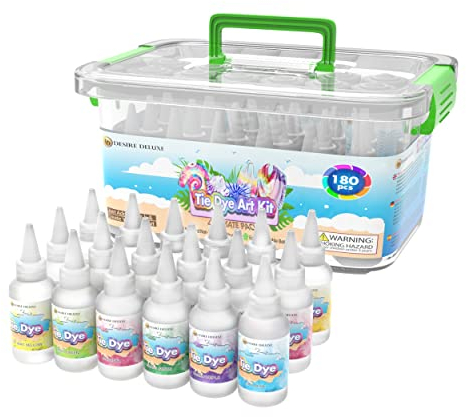 Desire Deluxe | Batik-Kit | 18 Farben zum Färben von Stoff und Kleidung, kreative Bastelspiele Tie Dye Kit, Aktivitäten für Kinder und Erwachsene (180 Stück)