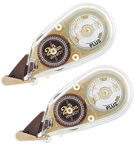 PLUS WH-812Y 51-641 Korrekturband, Whitepatch Cream Tape, 0,1 Zoll (2,5 mm), 2 x 1,2 Zoll (2,5 mm)