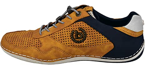 bugatti Herren Casual Sneaker mit Flexibler Sohle, Schnürschuh mit Memory Foam, Elastische Schnürsenkel, Gelb, 43 EU