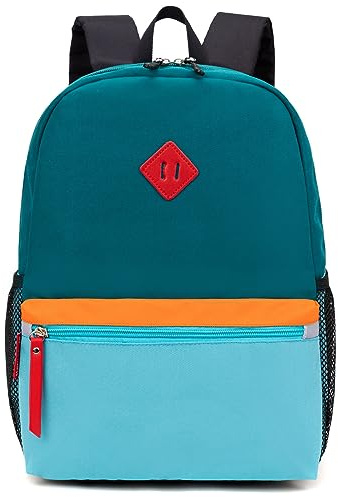 HawLander Little Kids Backpack, Toddler School Bag for Boys Aged 3 4 5 6 7 Years, with Chest Strap, Blue Green