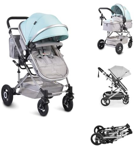 Moni, passeggino Ciara, navicella, seggiolino sportivo, sedile reversibile, colorazione:blu