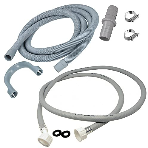 Wessper Ablaufschlauch 2m ⌀19/22mm | Zulaufschlauch Verlängerung 2m 3/4 | Verbindungsstück, für Wasch- und Spülmaschinen-Ablaufschläuche, inkl. Bügel