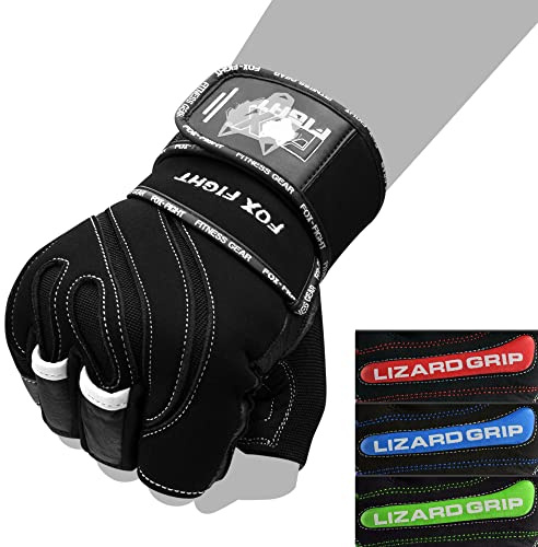 FOX-FIGHT Fitnesshandschuhe Trainingshandschuhe Kraftsport Damen Herren Leder Handschuhe Bodybuilding Sporthandschuhe mit Handgelenkbandage für Krafttraining Gewichtheben