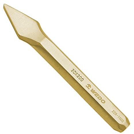 WEDO Funkenfreier Kreuzmeißel, Funkenfreier Sicherheitsmeißel, Aluminium-Bronze, DIN-Standard, BAM- und FM-Zertifikat, 20 x 200 x 8 mm