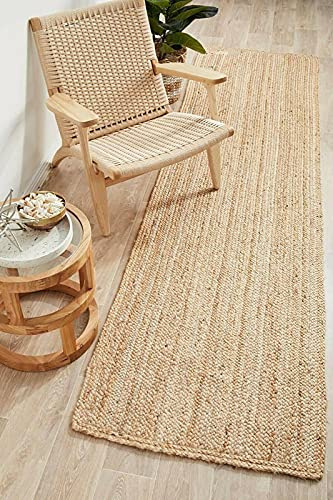 Avgari Creation RUG Jute Natural Hand Braided Rug Rectangle Beige Handmade Natural Fiber Area Carpet Kitchen, Hallway Rugs For Living-60x120 CM
