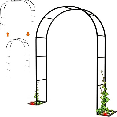 Archi Giardino in Acciaio,Arco di Nozze,2M 2.4M 2.8M 3M 4M Arco per Rampicanti da Balcone Archi Giardino per Glicine con Base,Fiori Arco Supporto Arco Per Rose Rampicanti,Nero ( Dimensione : 2x2.8m/6.