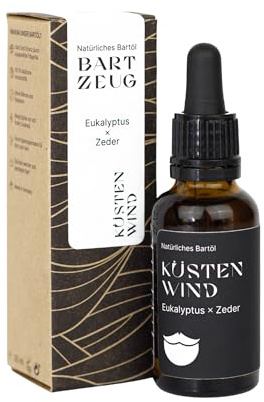 BARTZEUG Bartöl Küstenwind - Eukalyptus x Zeder・100% natürliches Bartpflegeöl・Macht den Bart geschmeidiger und lindert Juckreiz・30ml ・Mit 4 hochwertigen Trägerölen