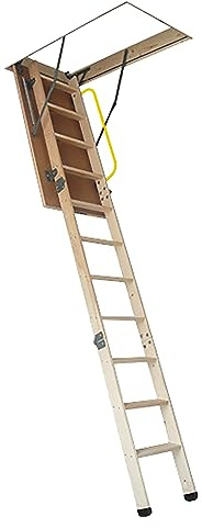 Nuvo Iron Wood Pull Down Attic Ladder for Openings of 25.5 x 54 & up to 10' High Ceilings