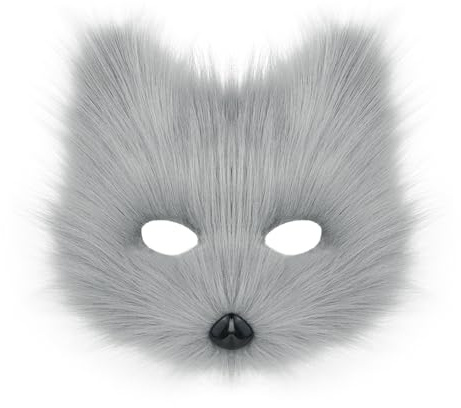hbbhml Animal Fox Wolf Mask Halloween Party Cosplay Costumes Props Plush Cat Half Face Masks Christmas Masquerade