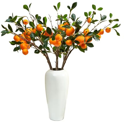 Wnvivi 10 Ramas Artificiales de Limón Mandarina de 50 Cm, Rama de Naranja Falsa, Tallos de Limón Falsos Realistas, Plantas de Frutas Sintéticas para Decoración del Hogar, Ramo de Bricolaje(A2)