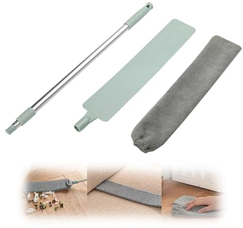 Bedside Dust Brush Extendable Gap Cleaning Brush Long Handle Adjustable Mop Microfiber Duster Household Cleaning Tool Sofa Bed Furniture Bottom Gap Dust Household Cleaning Tools (1 Duster+1 Cloth)