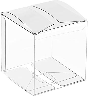 Jisapmzu 50 StüCk Durchsichtige Kunststoff Boxen für Geschenke, PVC Verpackung Box, Geschenk Verpackung, Transparente Pralinen Schachtel, Hochzeit Geschenk Boxen, Geschenke