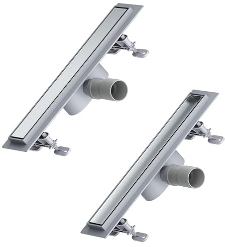 SONNI Duschrinne 40 cm, nahtlose Fliesenintegration, gebürsteter Edelstahl