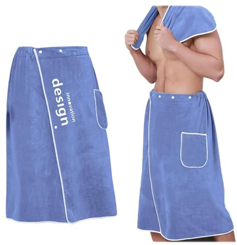ZHYUAN Herren Saunakilt Frottee, Saunahandtuch mit Knöpfen und Aufgesetzter Tasche, Sauna Kilt für Herren