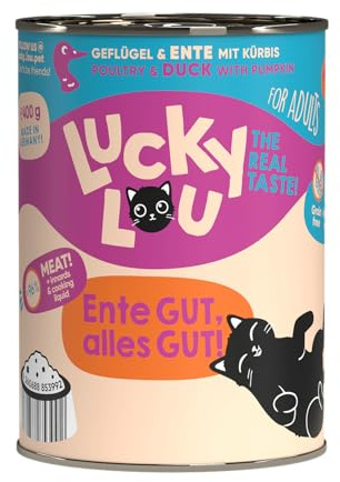 Lucky Lou Lifestage, Viel Fleisch, Innereien & Sud, Nassfutter für Katzen, Premiumqualität… (400g (6er Pack), Adult Geflügel & Ente)