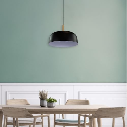 LUXULA Pendelleuchte Metall Holz Ø30cm Schwarz, E27, scandi Design | Metall mit Holzapplikation, Ø30cm, E27 Fassung, 1m Kabel, danish scandi Design, Hängeleuchte, Hängelampe