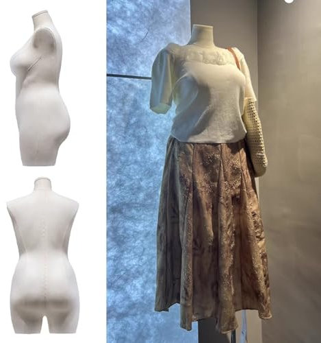 Blazea Schaufensterpuppe Kleiderschaufensterpuppen-Torso mit Ständer, Schneiderpuppe für Damen in Übergröße, Attrappe Ohne Kopf und Arme für Einzelhandel, Nähen, Brautkleid(Silver,Stand D)