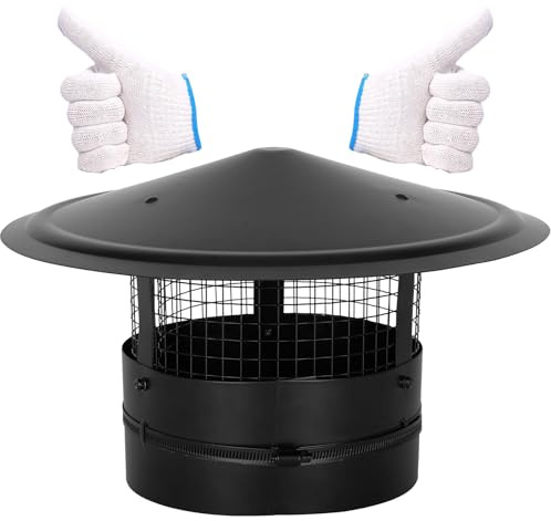 7 Inch Round Rain Cap,Round Chimney Cap,Black Stainless Steel Chimney Cap,More Secure Chimney Protection Round Rain Cap,Easier to Install Black Chimney Rain Cap,More Solid and Reliable Round Rain Cap