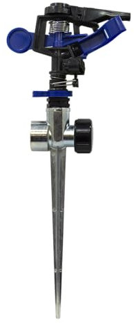 S&M 549045 - Irrigatore a impatto in plastica con picchetto in zinco x 2 unità | Portata di irrigazione regolabile tra 9,75 e 12,5 metri | Arco regolabile completo o parziale