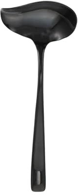 Alipis 304 Stainless Steel Duckbill Sauce Spoon Black Kitchen Tableware Long Handle Small Scoop for Cooking and Dining