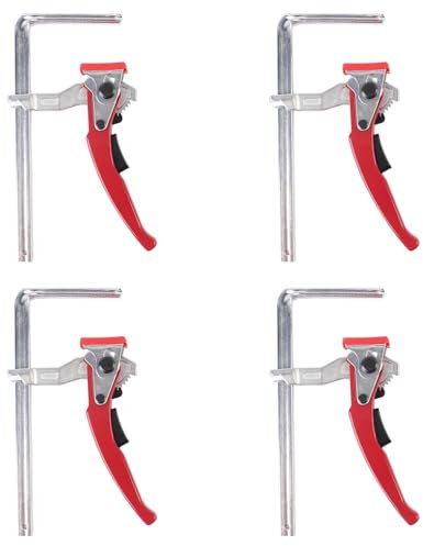TOOSOAR 4 Pezzi di Morsetti a Leva, Morsetto a Una Mano con Capacità di 200MM e Profondità della Gola di 60MM, Pinza a Cricchetto F per Levigare e Tagliare
