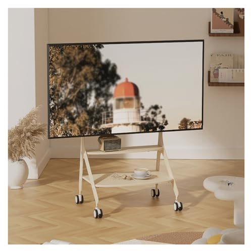Supporto TV con Rotelle for TV da 50 A 75 Pollici, Supporti da Pavimento Universali Alti con Supporto Girevole, Supporto TV da Pavimento Regolabile in Altezza, Supporto Portatile, Camera da Letto