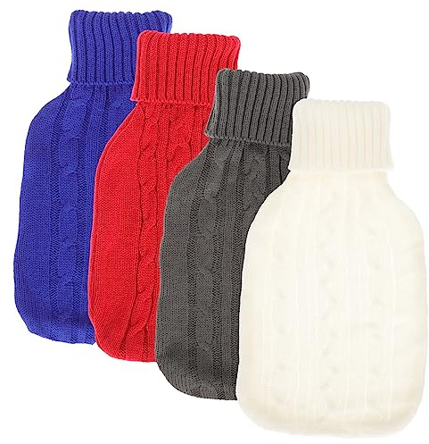 Beavorty 4stücke Gestrickter Wärmflaschenbezug Aus Baumwollgarn Stricküberzüge Für Wärmflaschen Wiederverwendbare Wärmflaschenhülle Hitzebeständig Und Waschbar Als Winteraccessoire Oder