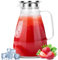 Bouilloire en verre de 2,2 L, bouilloire en verre résistante aux hautes températures, bouilloire à jus, couvercle d'étanchéité en acier inoxydable, convient aux boissons froides, boissons chaudes, jus