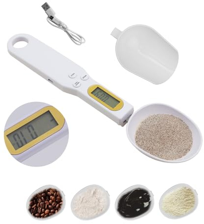 BTFO Cucchiaio Pesatura Elettronico, 0,1 a 500 g Cucchiaio Dosatore Digitale Alimenti Bianco Bilancia ad Alta Precisione Cucchiai Dosatori Grammi per Ingredienti Tè in Polvere Cibo Caffè Spezie