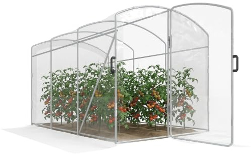Outsunny Foliengewächshaus Winddicht mit 1 Tür 3 x 2 x 1,95 m Transparent | Treibhaus, Tomatenhaus, Tunnel-Gewächshaus für Balkon Garten, PE
