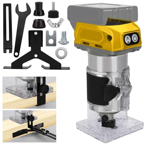 Brushless Trimmer Router Compatible with Dewalt 20V Batteries, 30000RPM Cordless Hand Held Router 6.35mm Trim Diameter (NO Battery)