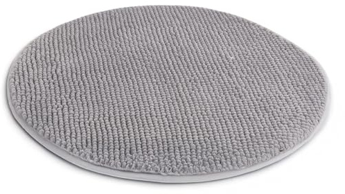 Level One Badematte Hell-Grau 1 Stück Rund, weiches saugstarkes Polyester, Badeteppich rutschfest & schnelltrocknend, Fußbodenheizung geeignet, 1.000 GSM Ø 55 cm