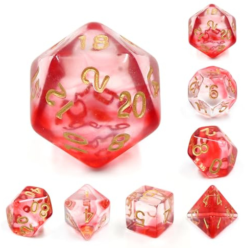 Epic Forge-Lot de 7 Dés multiformat avec boîte– Crimson Light