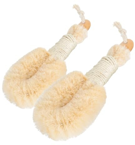 OUNONA 2 Stück Natürliche Sisal Faser Badebürsten Effektive Peeling Körperbürste Langlebiger Dusch und Trockenbürsten Einsatz Ergonomisch Geformt für Sanfte Hautreinigung und Verbesserte