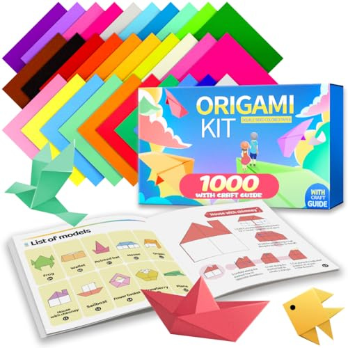 Origami Papier, 1000 Blatt 15x15 cm - 20 Farben Doppelseitiges Bastelpapier Quadratisches Faltpapier für Bastelprojekte