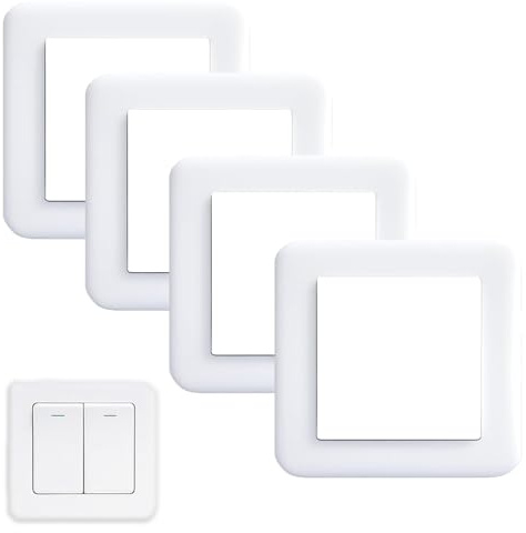 4Pcs White Silicone Switch Cover Plates, Inner Diameter 86mm Light Switch Surround, Socket Surround Plate for Home Decoration, Fingerprint Protection