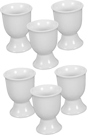 ABOOFAN 6 pièces Lot de Coquetiers Porcelaine Blanche pour Œufs Coque Support Œuf Coque Céramique Résistant Rangement Pratique Déjeuner et Table à Manger