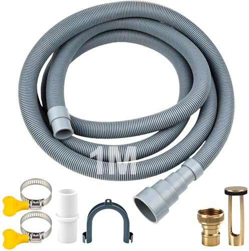 msymsyu Manguera de desagüe para lavadoras, 1 m, con 1 acoplador de agua con cierre automático, extensión de manguera de desagüe, incluye abrazaderas de manguera, abrazadera y conector de manguera