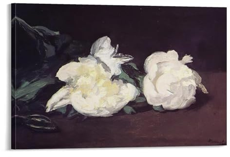 Edouard Manet Famous Paintings Branch of White Peonies And Secateurs Posters Wall Art Painting Canvas Living Room Prints Bedroom Decor 20x30inch(50x75cm)