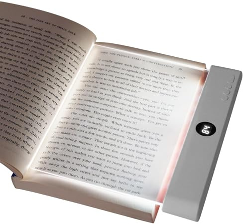 Lámpara de lectura LED, lector de clip recargable, protección de ojos, atenuación continua y 3 colores, luz nocturna LED plana recargable con pinza y función temporizador para en la cama, 18,5 x