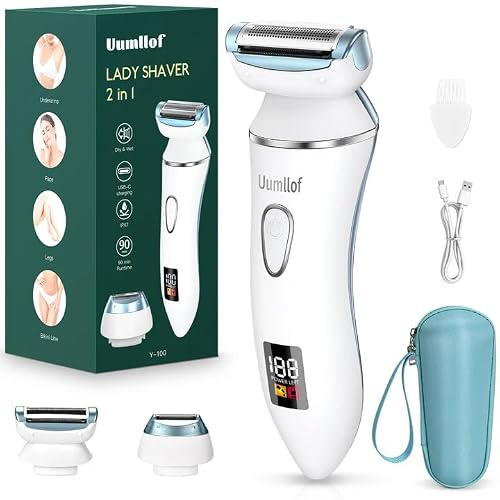 OHFAMO Damenrasierer Elektrisch 2-in-1 Intimrasierer für Frauen mit Bikini Trimmer, IPX7 Wasserdichter Rasierer Damen für Nass & Trocken, USB Aufladbar für Beine Gesicht Achseln, Geschenk für Frauen