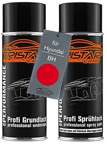 TRISTARcolor Autolack Set Spraydosen für Hyundai BH Electric Red | Set aus Grundlack + Basislack, Sprühdosen 400ml