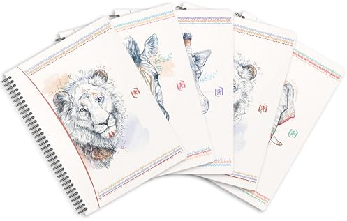 Oxford GO Boho B5 Spiral Notizbuch liniert, je 120 Seiten, Softcover, 4 Motive, 5 Stück