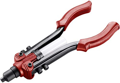 Fortum Hand-Nietzange für Blindnieten, Blindnietzange für 2,4-6,4 mm Nieten aus Alu, Messing, Stahl & Edelstahl, 33cm lange, kraftvolle Nieten-Zange, energiesparende Popnietenzange
