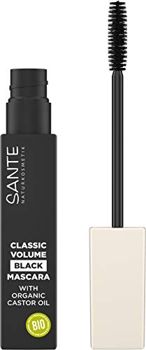 SANTE Naturkosmetik Classic Volume Mascara 01 black, Schwarze Wimperntusche für volles Volumen, Schwung und Definition, Mit natürlichen Wachsen und Bio-Rizinus-Öl, Vegan, 8ml